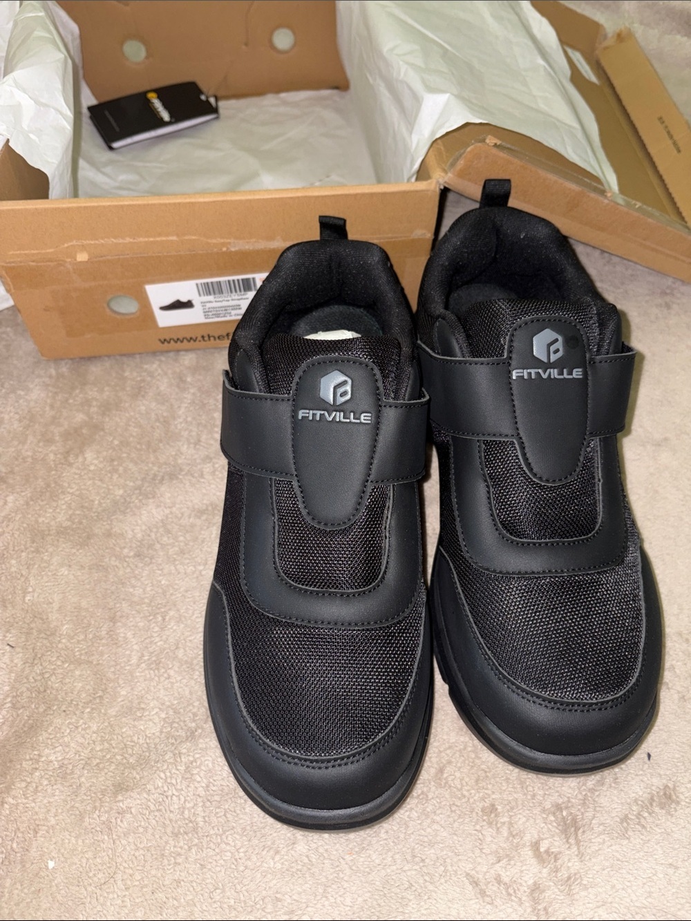 FitVille Men's Black Athletic Comfort Shoes